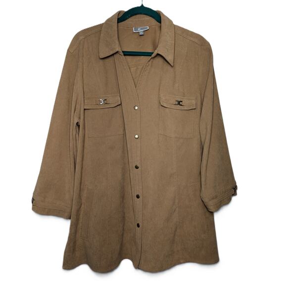 JM Collection Tops - JM Collection Jacket Women's X-Large Light Brown Career Casual Snaps Activewear
